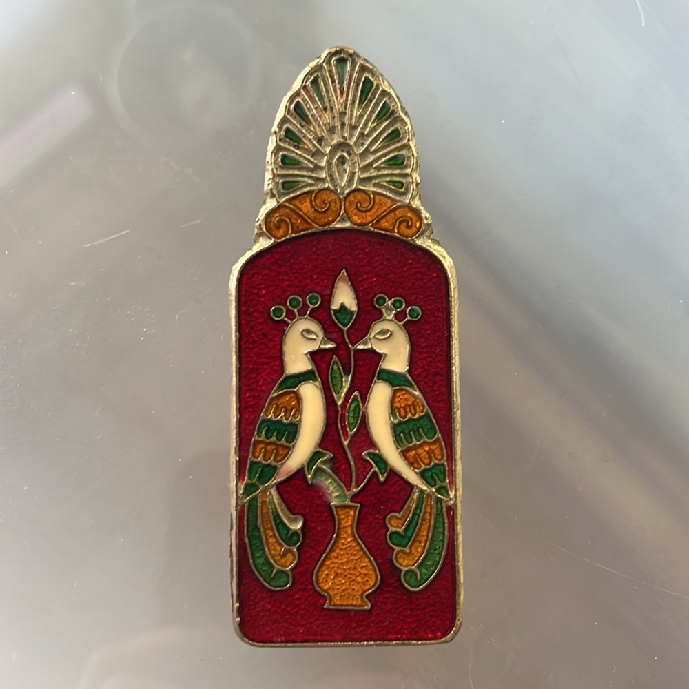 🐂🦚Peacock/Bull Vintage Brass & Enamel Cloisonné Mail Clip/Paper Clip/Desk Clip - Picture 5 of 17